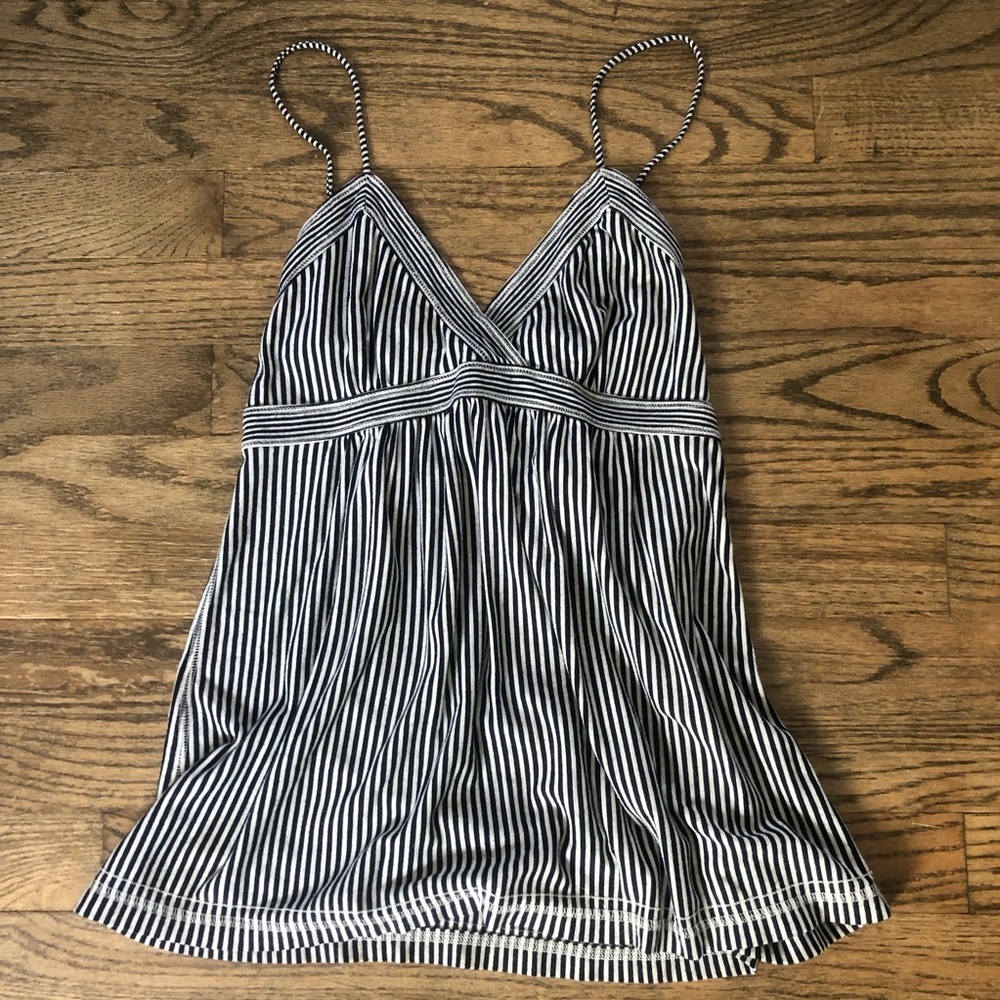 Navy and white striped tank